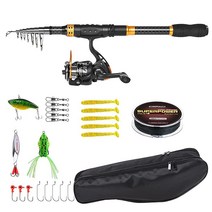 CODEK 스피닝 낚싯대와 릴 콤보 초보자 탄소 섬유 휴대용 텔레스코픽 낚시대 세트 여행 해수 민물 낚시용 풀 키트 포함 (모든 액세서리 9.84) 180609, 9.84 Feet