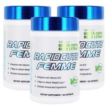 래피드컷츠팸 커피콩 여성용 다이어트 보조제 60 캡슐/ Rapidcuts Femme Green Coffee Bean Extract 60 Caps, 레피드컷츠 팸 60 캡슐 x 3병