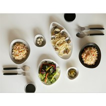 6인 그릇 세트 조약돌 42p (조약돌컵 증정이벤트) 도자기 신혼부부그릇 집들이선물, 06.블랙+화이트