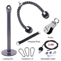 강남헬스장 DIY 홈 랫 풀다운 장비 핸들 T-바 그립 와이어 로프 풀리 카라비너 장착 로잉 운동용 액세서리, 21 as picture shows