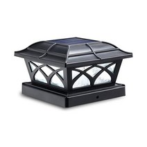 SIEDiNLAR 솔라 포스트 캡 라이트 아웃도어 글라스 2컬러 모드 4x4 5x5 6x6 포스트용 LED 8개 울타리 데크 파티오 장식 따뜻한 흰색 & 시원한 흰색 조명 흰색 (, Black, 1 Pack