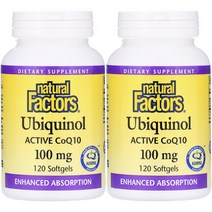 네추럴팩터스 유비퀴놀 액티브 CoQ10 100mg 소프트젤, 120개입, 2개