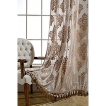빈티지커튼 포인트 레트로 커튼 gigizaza beaded decor door voile curtain tassel drape Luxury for living room 커튼