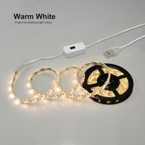 USB LED 조명 스트립 5V 2835smd 60leds/m 조도 조절 가능 PIR 모션 센서 야간 Ded 캐비닛 계단 주방 옷장, 웜 화이트