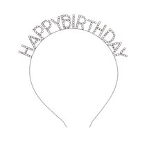 두봄 큐빅 해피벌스데이 생일 머리띠 파티 용품 파티머리띠, 실버