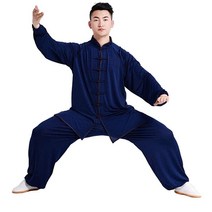 Tai Chi 유니폼 면 실크 스트레치 타이치 수트 전통 운동 밀크 블루