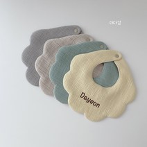 플라워 자수턱받이 핸드메이드 이니셜 이름 네임 어린이집 스카프빕 침받이 아기선물 출산준비