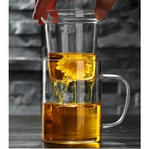 슈가범벅 내열 강화유리 손잡이 티망 두껑포함 유리머그 꽃차 홍차 녹차 사무실 개인컵 손님초대 독특한 유리머그, 550ml