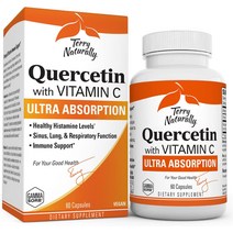 비타민 C가 함유된 Terry Naturally Quercetin - 60 캡슐 면역 지원 부비동 폐 및 호흡기 기능 탁월한 흡수를 위한 GammaSorb 함유 비 GMO 완전 채