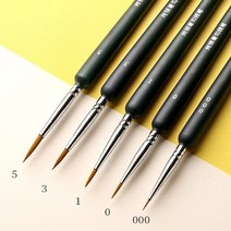 서예붓 세트 황모필 민화붓 고급 weasel hair hook line pen drawing oil gouache 수채화 아크릴 페인트 브러시 ultra fine stroke, 블랙(000 0 1 3 5)