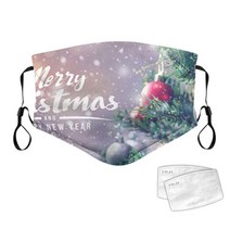 어른 크리스마스 방진 면입 마스크 빈티지 트럭 트리 산타 프린트 홀리데이 방풍 워셔블 페이스 커버 쉴드 2개 PM2.5 필터