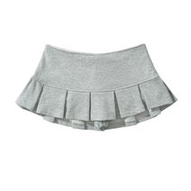 아메리칸 레트로 대비 리브 뜨게 라펠 지퍼 테리 맨투맨 로우 웨이스트 플리츠 스커트 여성 매칭 세트