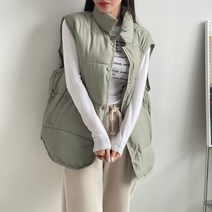 여성 깔깔이 패딩 간절기 루즈핏 하이넥 조끼 빅사이즈