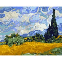 모모픽스페인팅 DIY명화그리기 60x75cm, WP13 고흐 삼나무가있는밀밭
