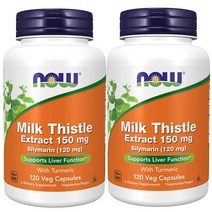 나우푸드 밀크 씨슬 밀크시슬 추출물 강황 함유150mg 120 베지캡슐(매일 1~3개) 1+1, 2팩, 2팩