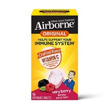 Airborne 1000mg 비타민 C 츄어블 정제 아연 강력한 항산화제 A E 함유 면역 지원 보충제 - 200 감귤류 맛, 말린 씨앗, 96 카운트(1팩)