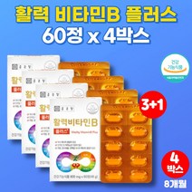 고농축 활력 비타민 b b2 b6 b9 b12 맥스 비 플러스 복합체 청소년 온가족 영양제 티아민 나이아신 판토텐산 알약 정, 4박스