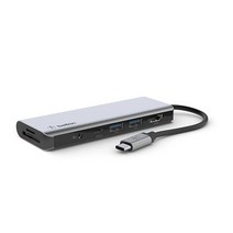 Belkin USB C 허브 7in1 멀티포트 어댑터 독 4K HDMI USBC 100W PD 패스스루 충전 A 포트 2개 맥북 프로 에어 패드 XPS용, USB-C Multimedia Adapter