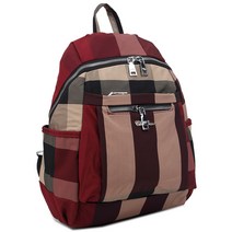 체크 무늬 패턴 발수 지퍼 백팩