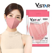 [브이스타]KF94새부리형 로맨틱핑크100매 중형/성인용 컬러 국내생산 개별포장 일회용마스크