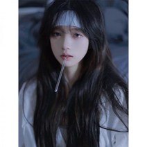 단발머리 정수리탈모 붙임머리 앞머리가발 여성탈모 칼단발 통가발, 밝은 브라운 + 대형 강철 빗