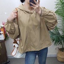 제이후 루즈핏 스트링 아노락 맨투맨 여성 후드 티셔츠