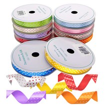 attizone 주자땡땡이리본 3사이즈 10칼라 포장/데코리본, 주자땡땡이-25mm, 3. 하늘