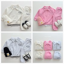 봄 유아 주니어 키즈 베이비 아동 초등학생 남아 여아 카라 맨투맨 티셔츠 조거 바지 상하세트 등원룩 등원복 스쿨룩 남매룩 형제룩 자매룩 쌍둥이룩 커플룩 츄리닝 팬츠 상하복 세트