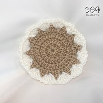364days 커피베이지 손뜨개 티코스터 커피잔받침 핸드메이드 컵받침 미니 소품매트, 01.베이지(개별포장) 1개