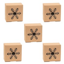 5pcs 4 인치 크래프트 종이 사탕 상자 명확한 창 크리스마스 눈송이 나무 엘크 패턴 베이커리 페이스트리 케이크 용기, 눈송이가 창문을 엽니 다