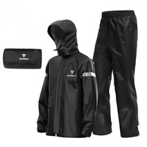 모토울프 경량 상하의셋트 블랙/연두형광 오토바이용품 우비 우의, S (스몰), 블랙