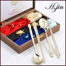 현진 H.jin 건강 금거북 티타늄 수저세트 (A 스타일 B 스타일) 부부수저 이사 결혼 신혼 집들이선물 외국인 바이어답례품, B 스타일