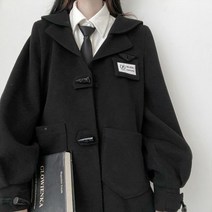 여성 더플코트 롱 학생 떡볶이 코트 데일리 캐주얼 모직 베이직 겨울 오버핏 여자