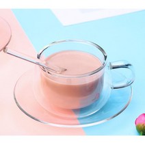 델루아 이중유리 찻잔세트 티스푼 받침 요거트 커피잔, 상세페이지 참조, 상세페이지 참조