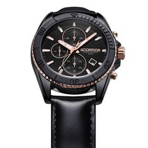 졸업 선물 스콜피온 Amun 남자 가죽시계 SP3314L-BKG, 상세 설명 참조