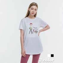 [진마니아] 고양이와 걸 하프 라운드 반팔티 빅사이즈 루즈핏 면티 레이어드 티셔츠