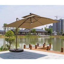 야외 테라스 대형파라솔 접이식 폴딩 정원 카페 공원, 7.7cm 우산봉 가로2.5m 350Kg받침대