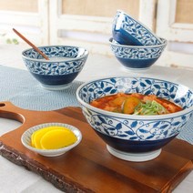 비빔밥 냉면그릇 우동 막국수 라멘 면기 주방 식기 도자기 4개, 단일