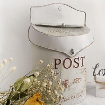 유럽 복고풍 정원 장식 빌라 사서함 신문 텍스트 패턴 야외 우편함 엽서 편지 상자 봉인 된 제안 상자, White