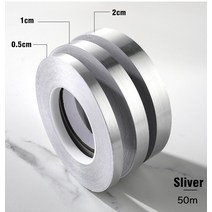 0.5/1/2*5000cm 실버/골드 접착 바닥 타일 스트립 솔기 스티커 방수 벽 씰링 테이프 뷰티 스티칭 구리 호일 테이프, l-2cm-50m, 찢어진 조각