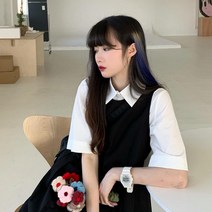 발목부터 발목까지 오는 여름 원피스 롱 스커트 발목 높이 롱 여름 새 슈퍼 롱 드레스 소녀부터 여름 중학생까지 일본 정장 스트랩 스커트 스커트 - 화이트 셔츠 S