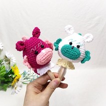 손뜨개 diy 용 딸랑이 아기 장난감 동영상 패키지, 핫핑크, 연연노랑