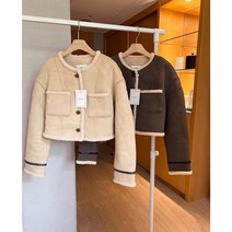 포켓 뽀글이 양털 무스탕 크롭 자켓 2color