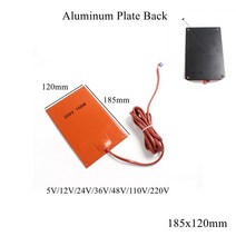 200x150mm 실리콘 난방 패드 광장 평면 고무 히터 오일 엔진 탱크 매트 플레이트, 04 36V or 48V, 02 185x120mm