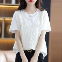 세련된 솔리드 컬러 v넥 니트 민소매 조끼 스웨터 여성 의류 새로운 느슨한 캐주얼 풀오버 올 매치 한국 스타일 2022 년 가을 상품