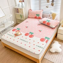 Blossom Bliss 누빔 미끄럼 방지 매트리스 패드세트 여름침구, 체리