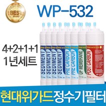 현대위가드 WP-532 고품질 정수기 필터 호환 전체세트, 선택2 - 1년관리세트(4+2+1+1=8개)