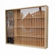 원목 CD LP 테이프 닌텐도 PS 게임타이틀 보관 수납장, 슬라이딩 도어 1열 CD 레코드 25개 슬롯