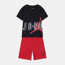 조던키즈 JDB 스페클 에어 반소매 상하세트 블랙레드 85B225R7