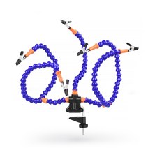 NEWACALOX 데스크 클립 PCB 납땜 홀더 3X 돋보기 LED 가벼운 용접 도움 손 유연한 암 세 번째 도구, 03 Blue Welding Stand